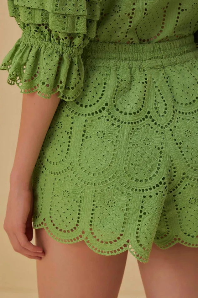 Women Green Pineapple Eyelet Shorts Green FARM Rio Shorts