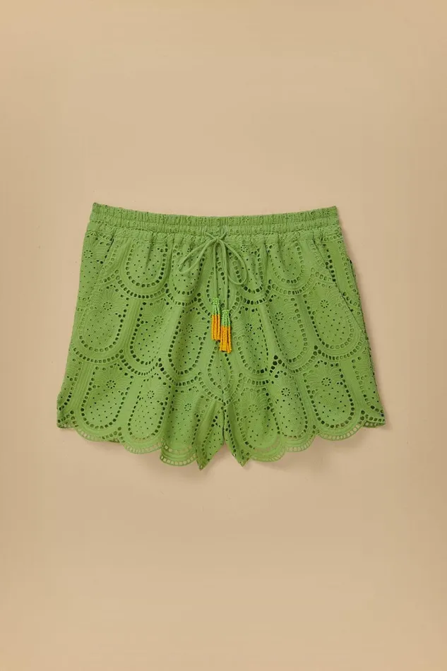 Women Green Pineapple Eyelet Shorts Green FARM Rio Shorts