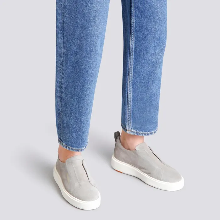 Women Grey Suede SlipOn Sneaker Santoni Sneakers