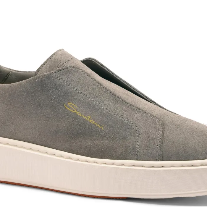 Women Grey Suede SlipOn Sneaker Santoni Sneakers