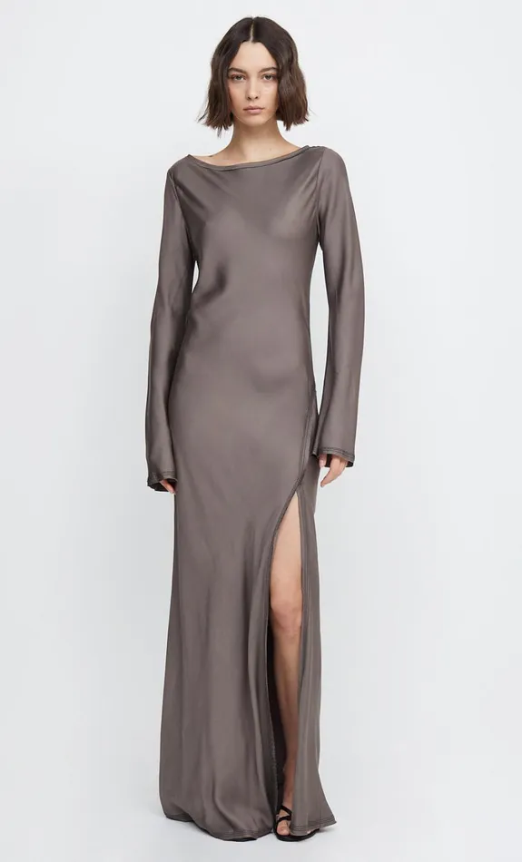 Women Guests Bec Bridge KAI LONG SLEEVE SPLIT MAXI DRESS Pewter