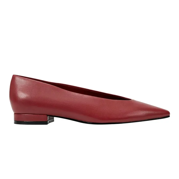 Women Gunner Pointed Toe Flat Red Leather Marc Fisher Loafers and Flats