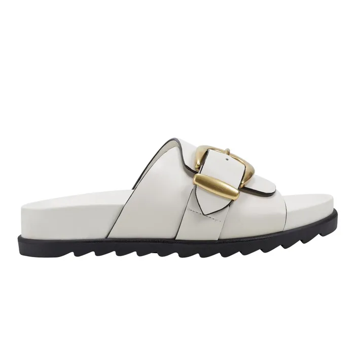 Women Hattie Footbed Slide Sandal Chic Cream Marc Fisher Mules and Slides