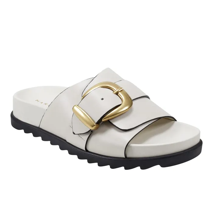 Women Hattie Footbed Slide Sandal Chic Cream Marc Fisher Mules and Slides