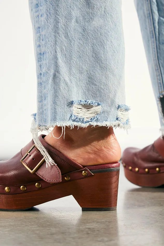 Women Heels Wedges Free People Culver City Clogs Mahogany