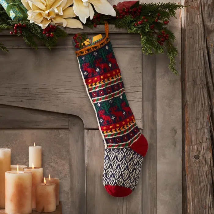 Women Heirloom Moose Crossing Stocking Sundance Catalog Seasonal