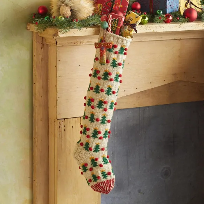 Women Heirloom Pompom Trees Stocking Sundance Catalog Decor