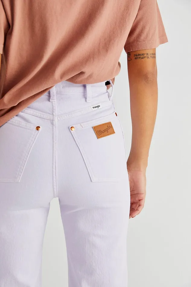 Women HighRise Jeans Free People Wrangler Wanderer High Rise Flare Jeans Lavender Fog