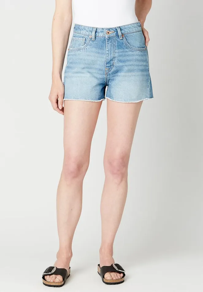 Women High Rise Relaxed Goldie Mid Blue Sanded Shorts Indigo Buffalo David Bitton Shorts and Skirts Women High Rise Relaxed Goldie Mid Blue Sanded Shorts Indigo Buffalo David Bitton Shorts and Skirts
