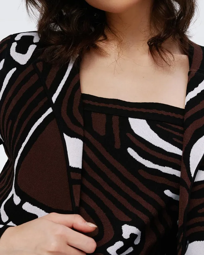 Women Ibrox Knit Jacquard Jacket Floating Curve Ivory DVF Jackets and Coats