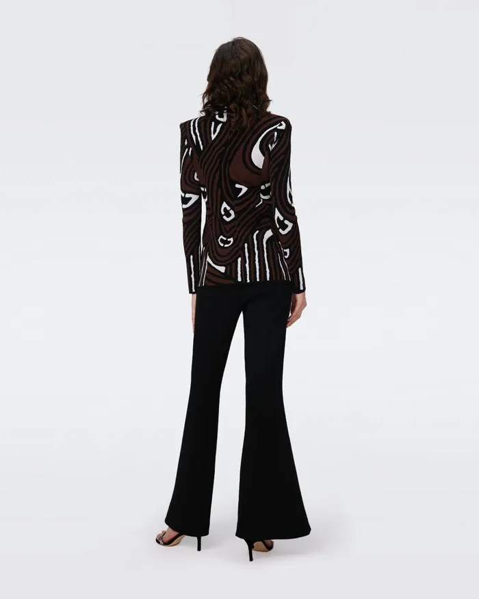 Women Ibrox Knit Jacquard Jacket Floating Curve Ivory DVF Jackets and Coats