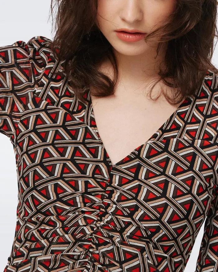 Women Ivan Reversible Mesh Dress Flutterfly And Tiny Stadium Geo Red DVF Dresses