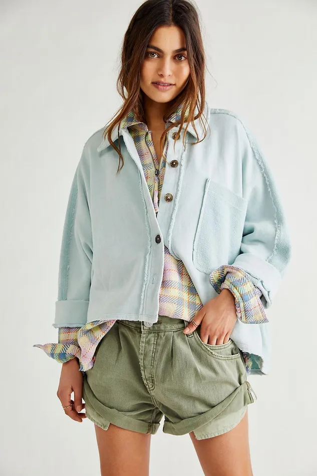 Women Jackets Free People Montauk Shirt Jacket Sea Washed