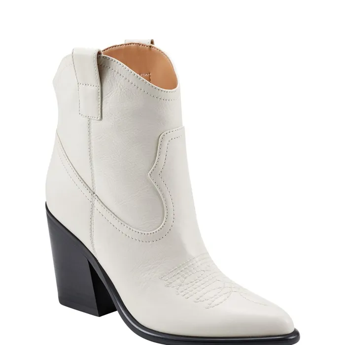 Women Jalella Detailed Western Bootie Ivory Leather Marc Fisher Booties