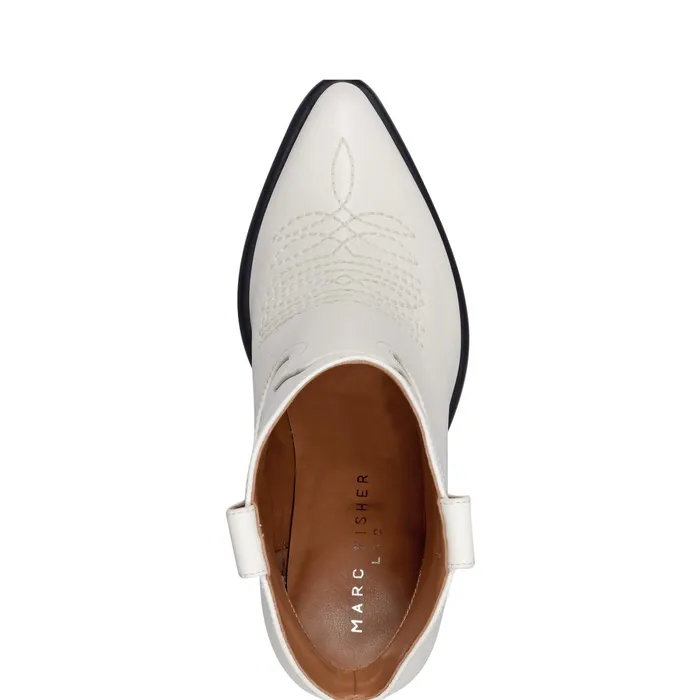 Women Jalella Detailed Western Bootie Ivory Leather Marc Fisher Booties