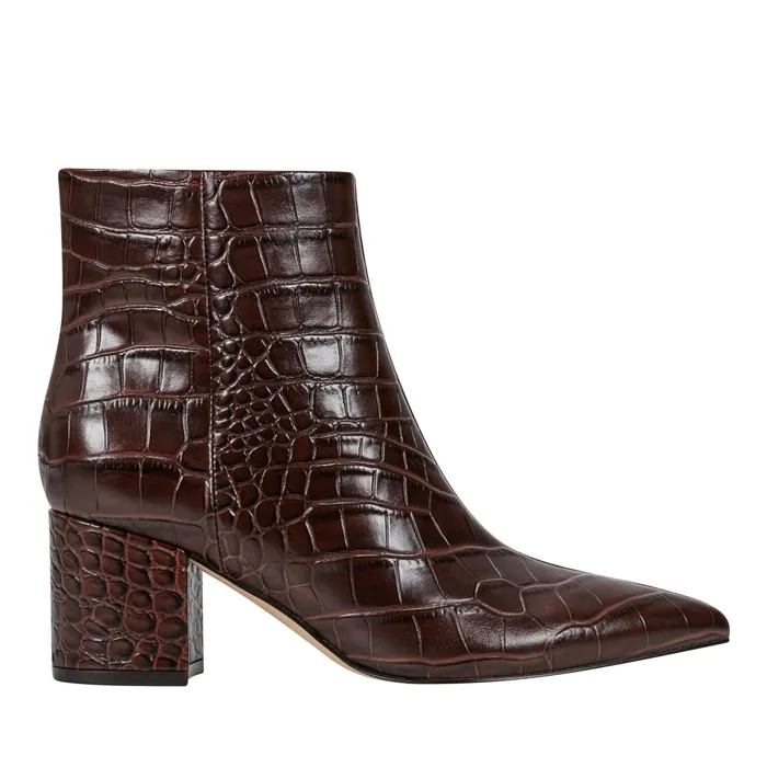 Women Jarli Pointy Ankle Bootie Brown Croco Leather Marc Fisher Boots and Booties Women Jarli Pointy Ankle Bootie Brown Croco Leather Marc Fisher Boots and Booties