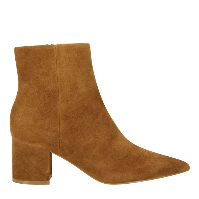 Women Jarli Pointy Ankle Bootie Brown Suede Marc Fisher Casual Boots