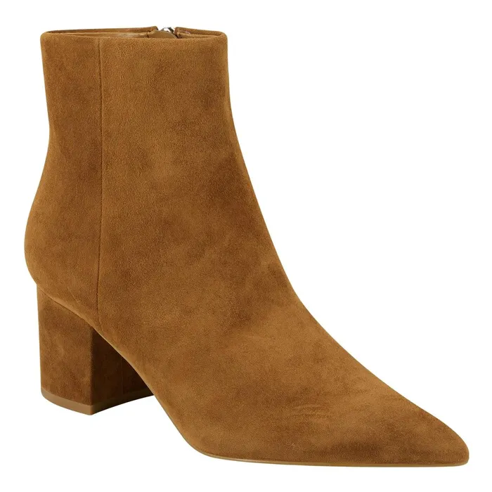 Women Jarli Pointy Ankle Bootie Brown Suede Marc Fisher Casual Boots