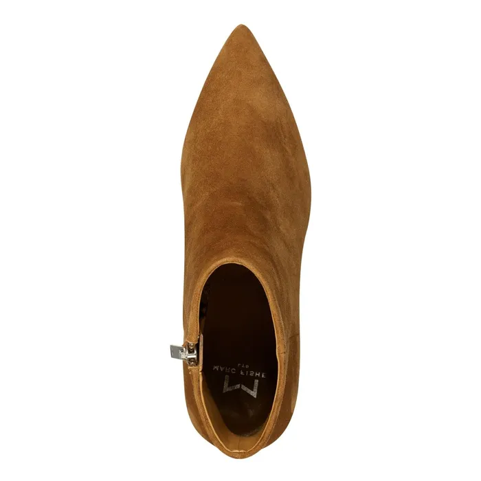 Women Jarli Pointy Ankle Bootie Brown Suede Marc Fisher Casual Boots