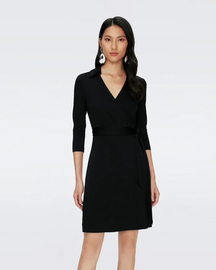 Women Jeanne Wrap Dress Black DVF Dresses