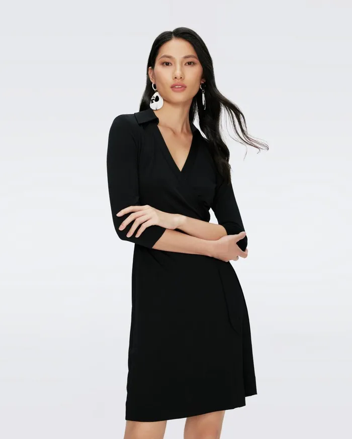 Women Jeanne Wrap Dress Black DVF Dresses