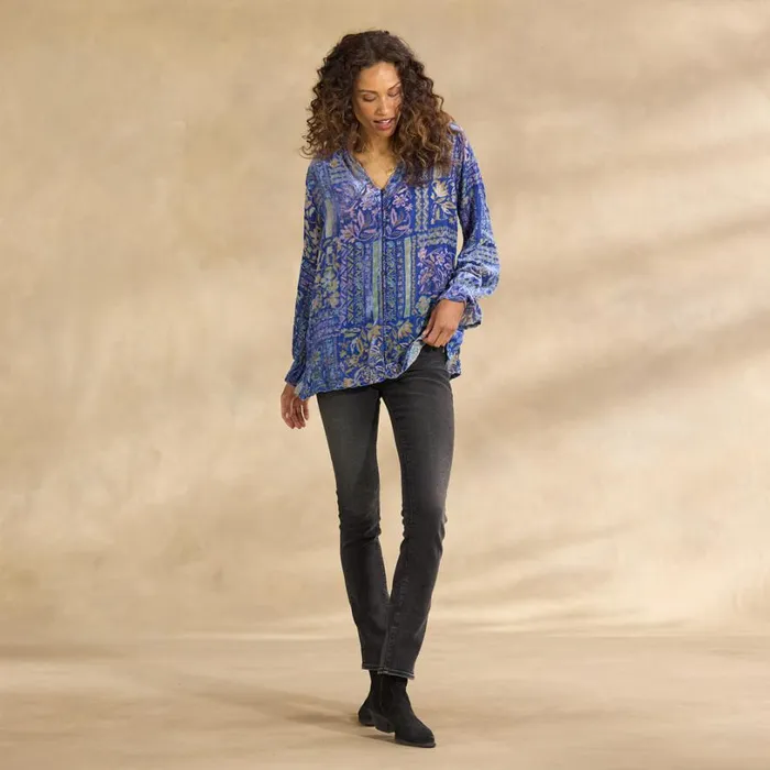 Women Joasie Burnout Velvet Top Blue Multi Sundance Catalog Tops Women Joasie Burnout Velvet Top Blue Multi Sundance Catalog Tops