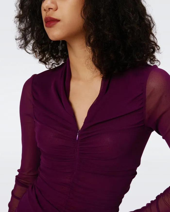 Women Julie Mesh Top Velvet Plum DVF Tops
