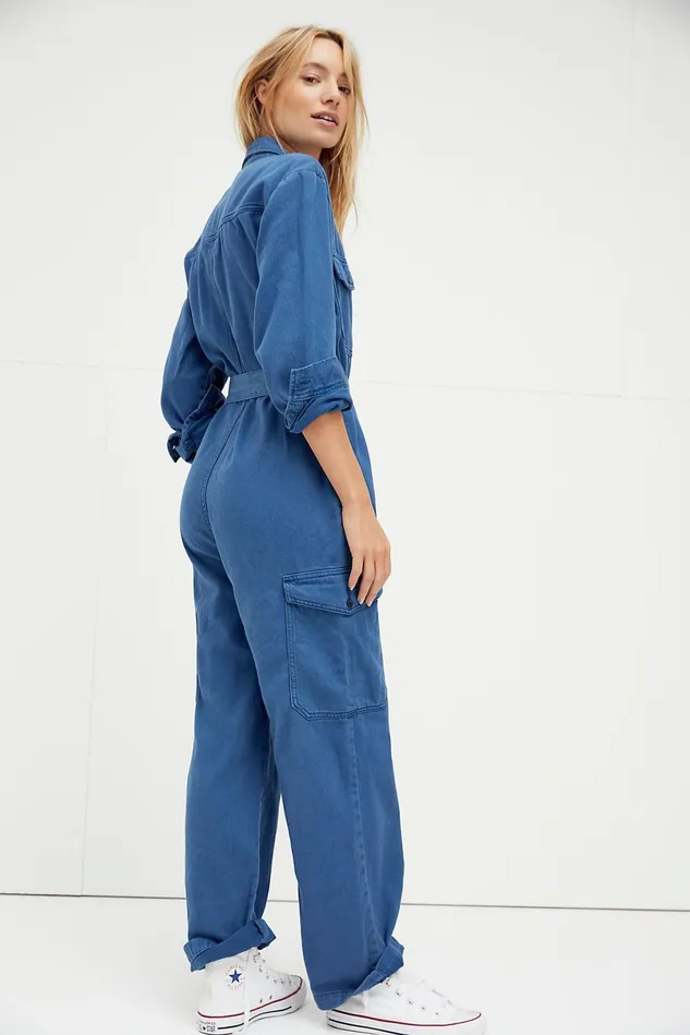 Women Jumpsuits Free People Boyish The Troy Coverall Blue Velvet