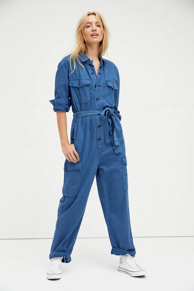 Women Jumpsuits Free People Boyish The Troy Coverall Blue Velvet