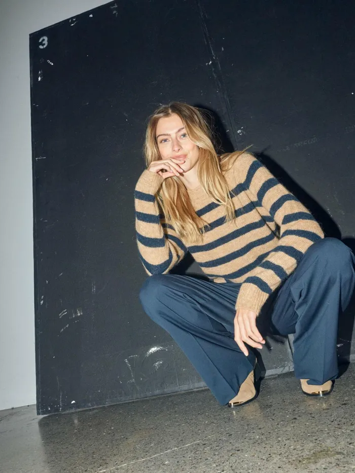 Women Knits MOS MOSH MMThora Stripe Crewneck Knit Tannin