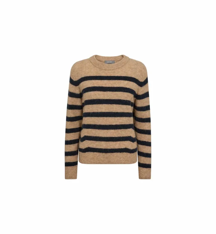 Women Knits MOS MOSH MMThora Stripe Crewneck Knit Tannin