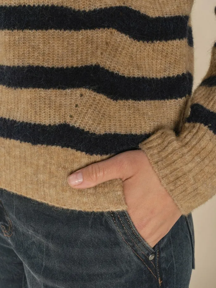 Women Knits MOS MOSH MMThora Stripe Crewneck Knit Tannin