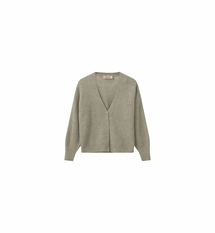 Women Knits MOS MOSH MMThora VNeck Knit Cardigan Feather Gray