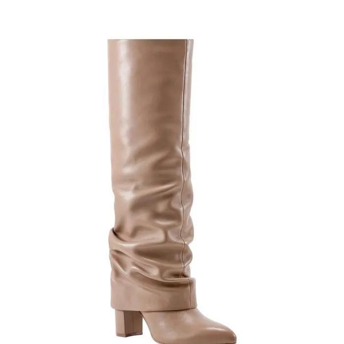 Women Lalita Foldover Dress Boot Light Natural Leather Marc Fisher Boots and Booties