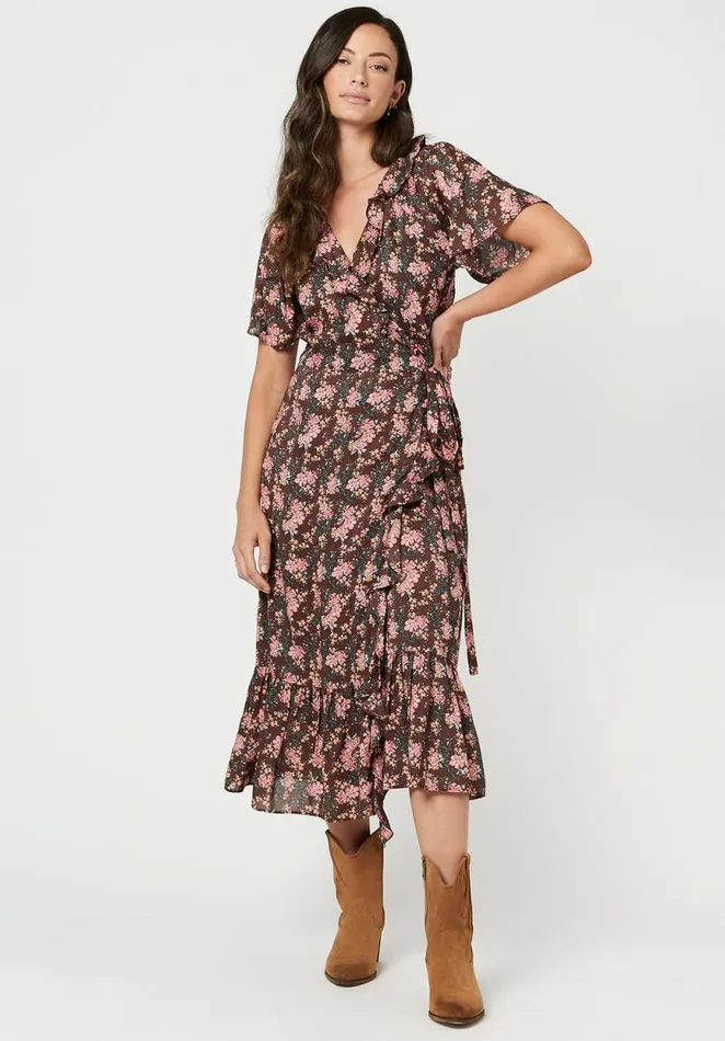 Women Lightweight Shauna Wrap Dress Chestnut Buffalo David Bitton Dresses and Jumpsuits