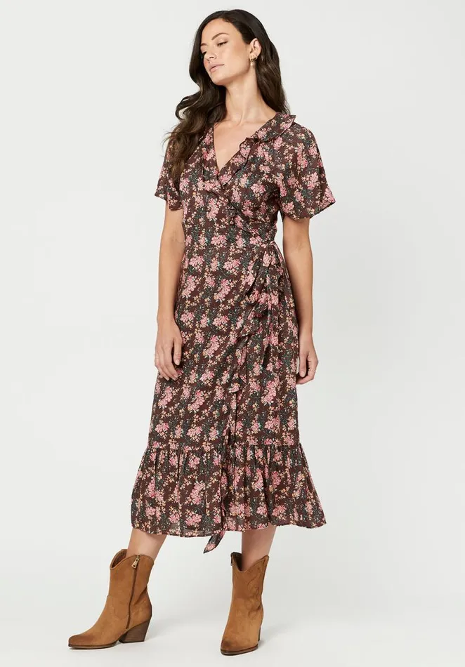 Women Lightweight Shauna Wrap Dress Chestnut Buffalo David Bitton Dresses and Jumpsuits