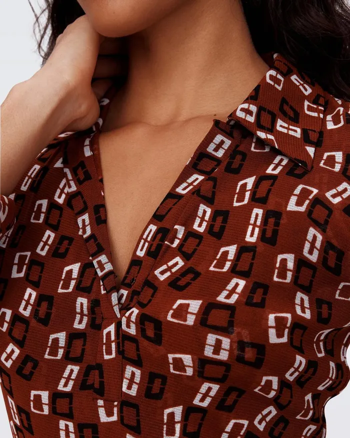 Women Lilly Mesh Dress Tiny Chain Spots Brown DVF Dresses