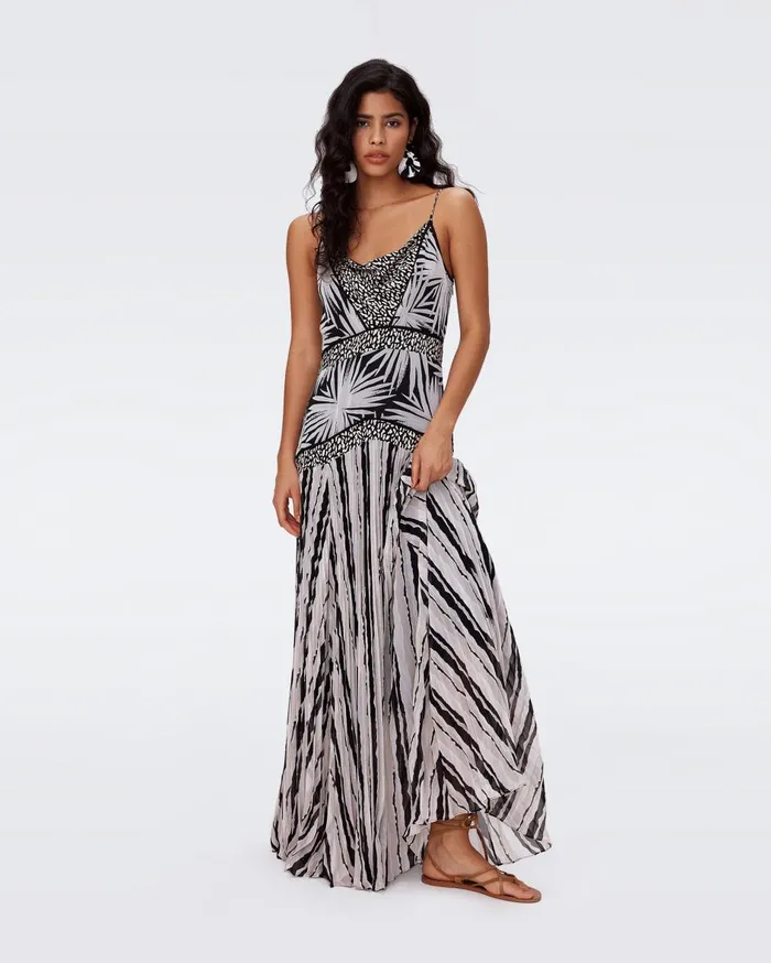 Women Lissie Dress Huge Sea Holly Black And Torn Flag Black DVF Dresses