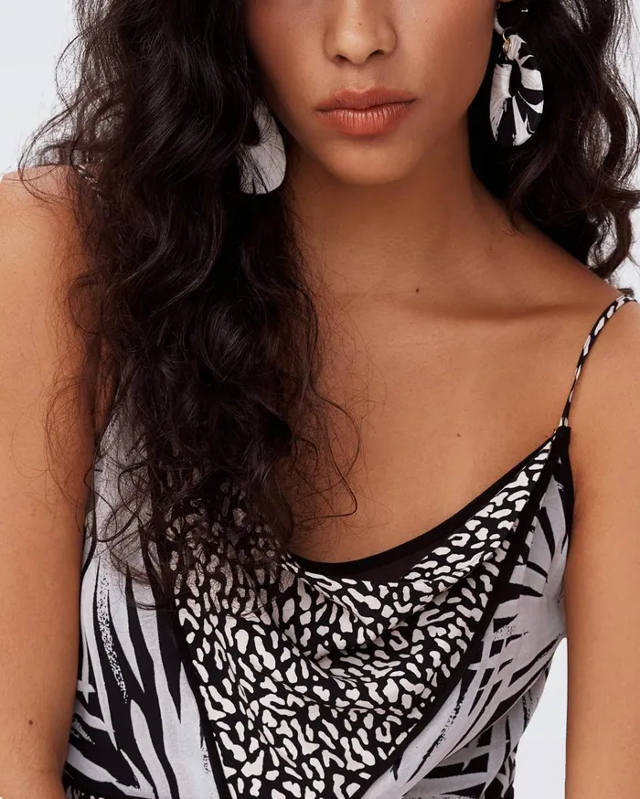 Women Lissie Dress Huge Sea Holly Black And Torn Flag Black DVF Dresses