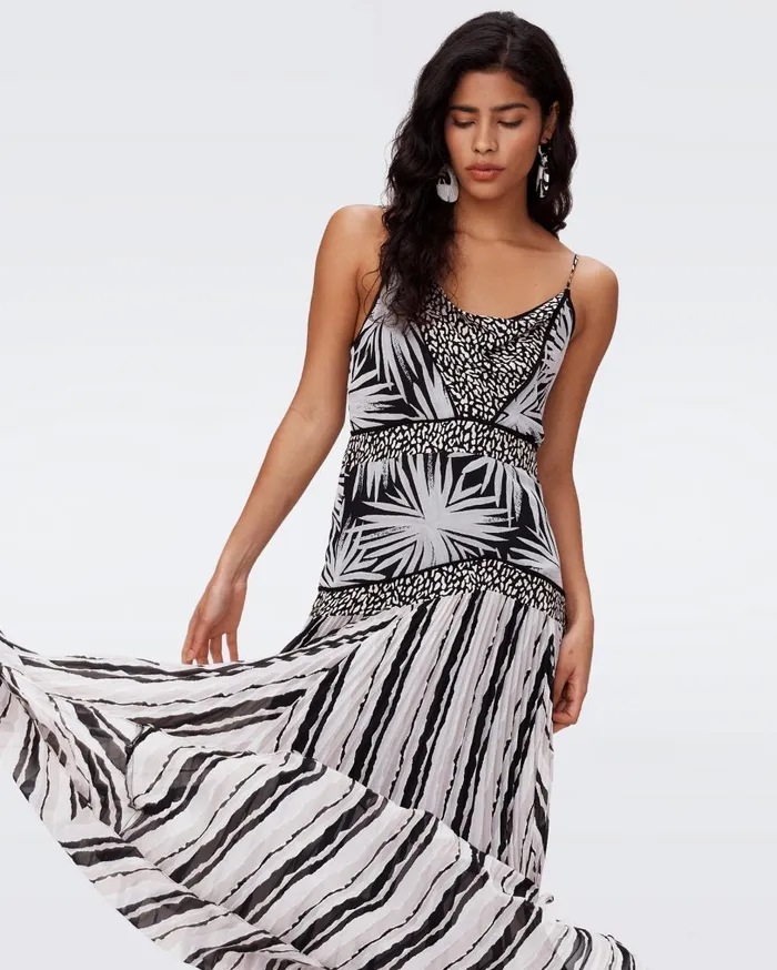 Women Lissie Dress Huge Sea Holly Black And Torn Flag Black DVF Dresses