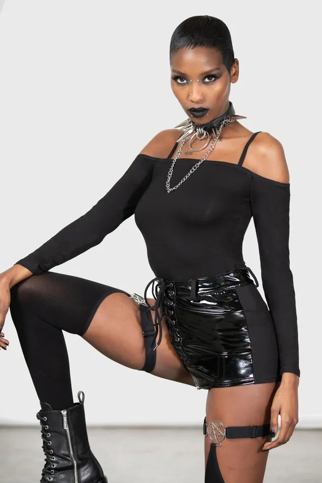 Women Long Sleeves Killstar Devastate Bardot Top