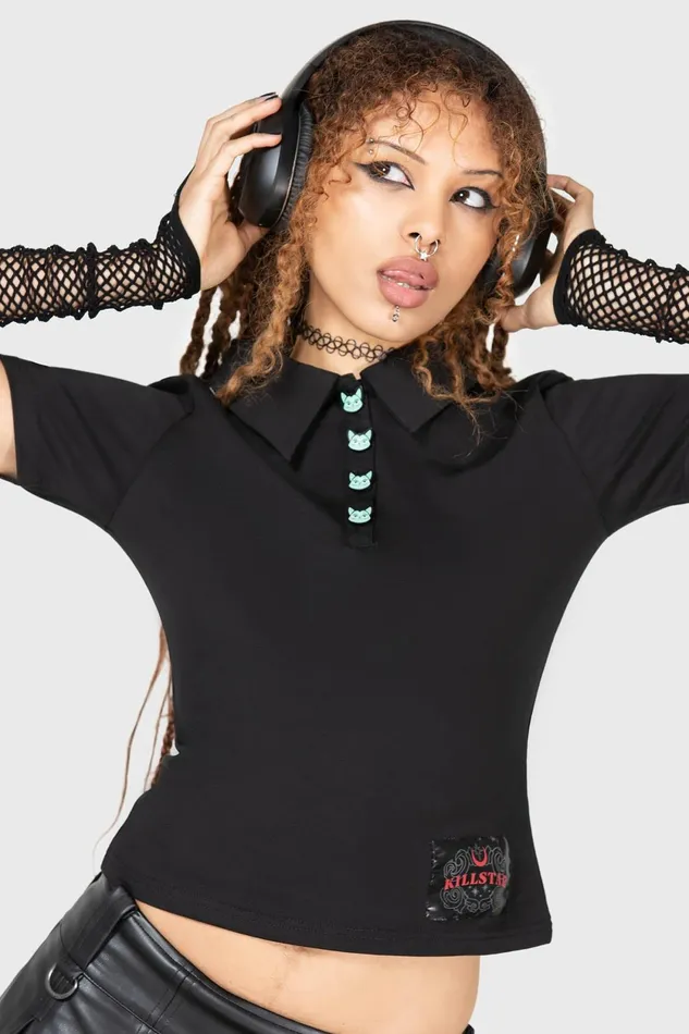 Women Long Sleeves Killstar Lil Vampurr Collar Top