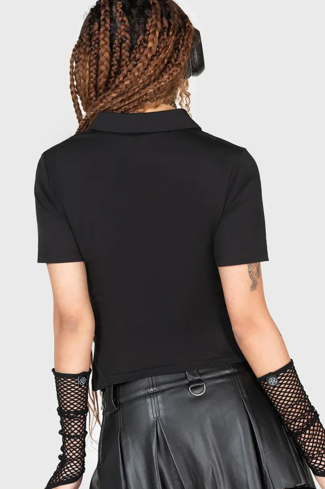 Women Long Sleeves Killstar Lil Vampurr Collar Top