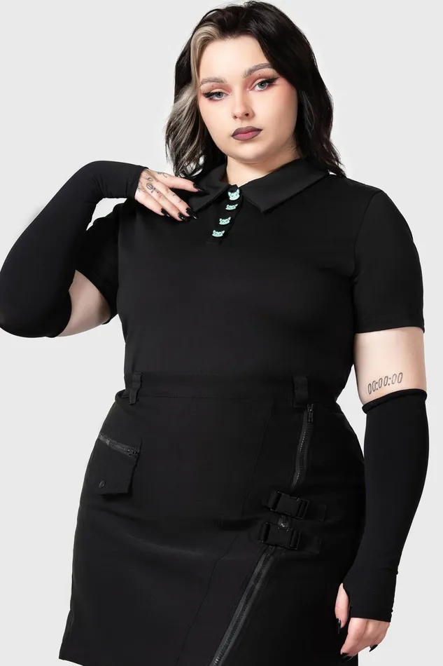 Women Long Sleeves Killstar Lil Vampurr Collar Top