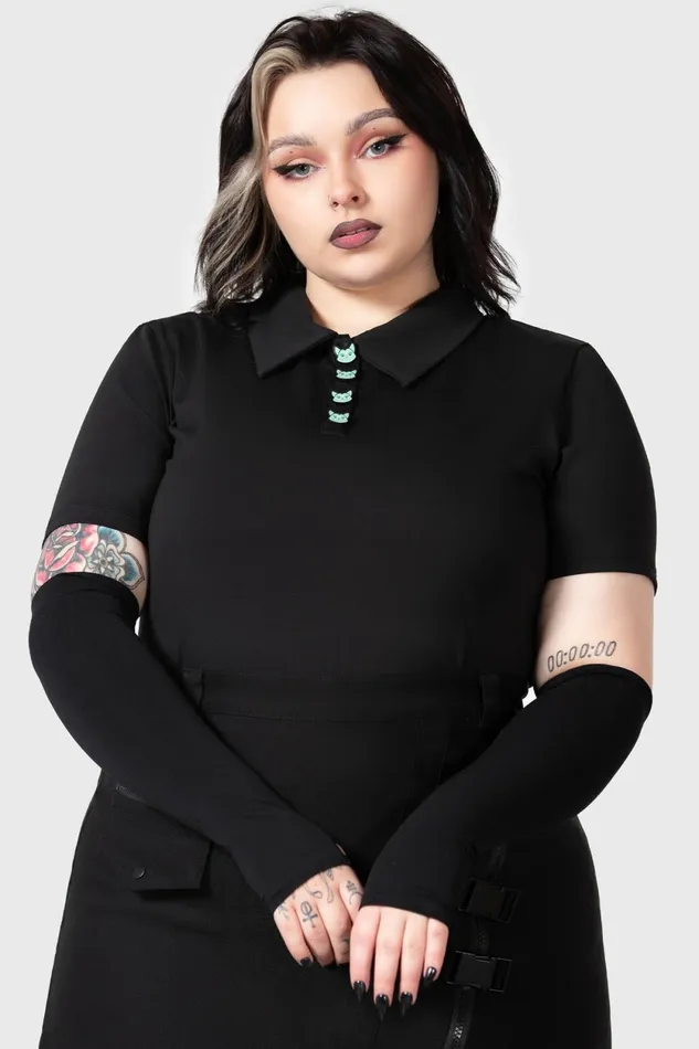 Women Long Sleeves Killstar Lil Vampurr Collar Top