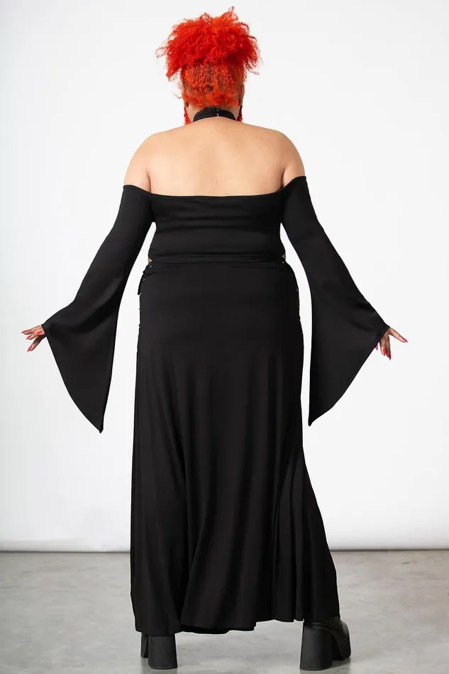 Women Long Sleeves Killstar Maidenhead Cold Shoulder Top