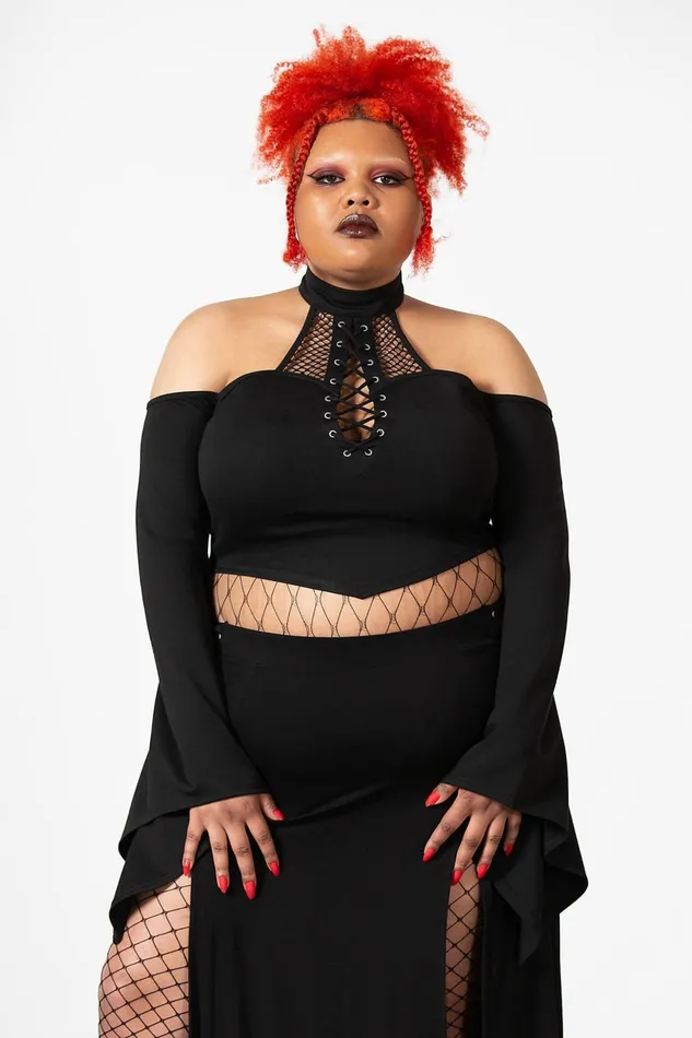 Women Long Sleeves Killstar Maidenhead Cold Shoulder Top