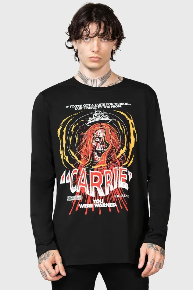 Women Long Sleeves Killstar Warned Long Sleeve Top