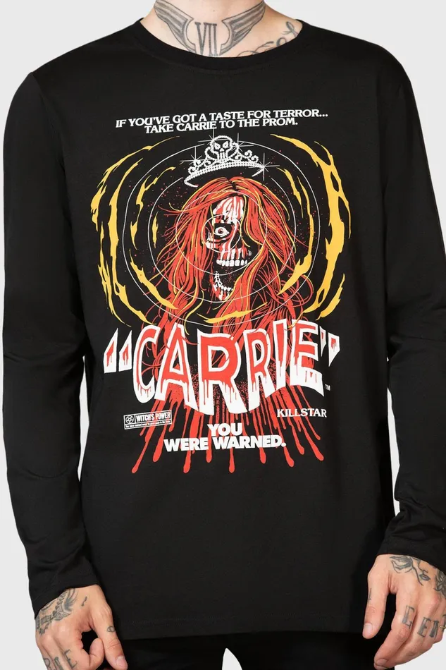 Women Long Sleeves Killstar Warned Long Sleeve Top