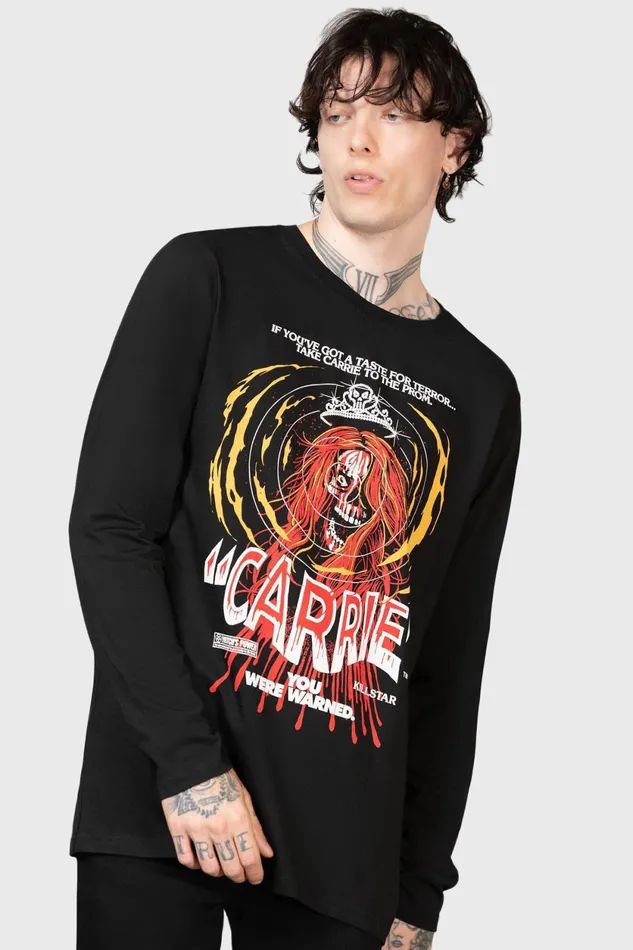Women Long Sleeves Killstar Warned Long Sleeve Top